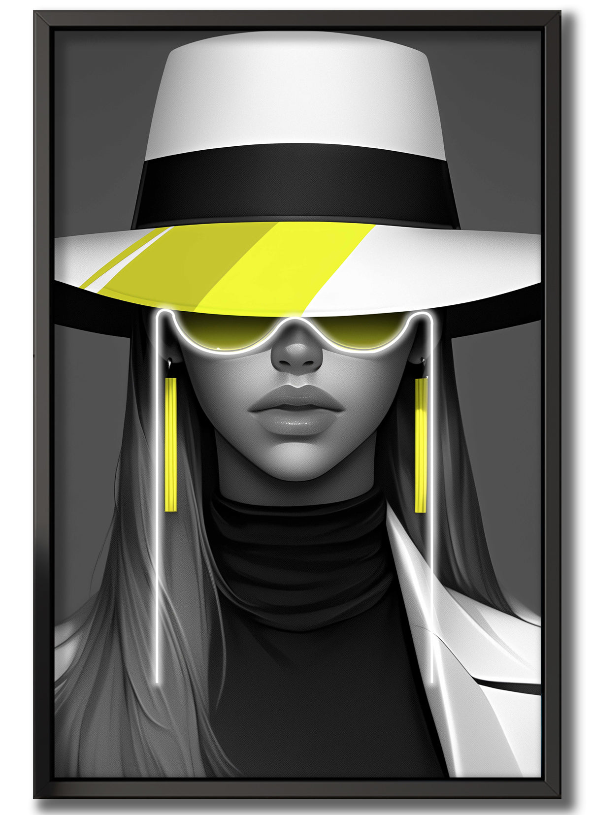 Wall Artwork Alpha Female Black and Yellow with LED - DG496