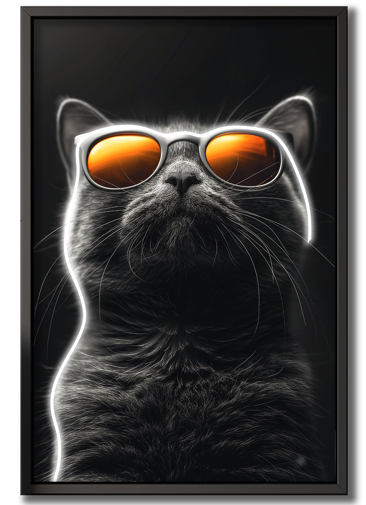 Wall Artwork Cat Sunglasses On with LED - DG268