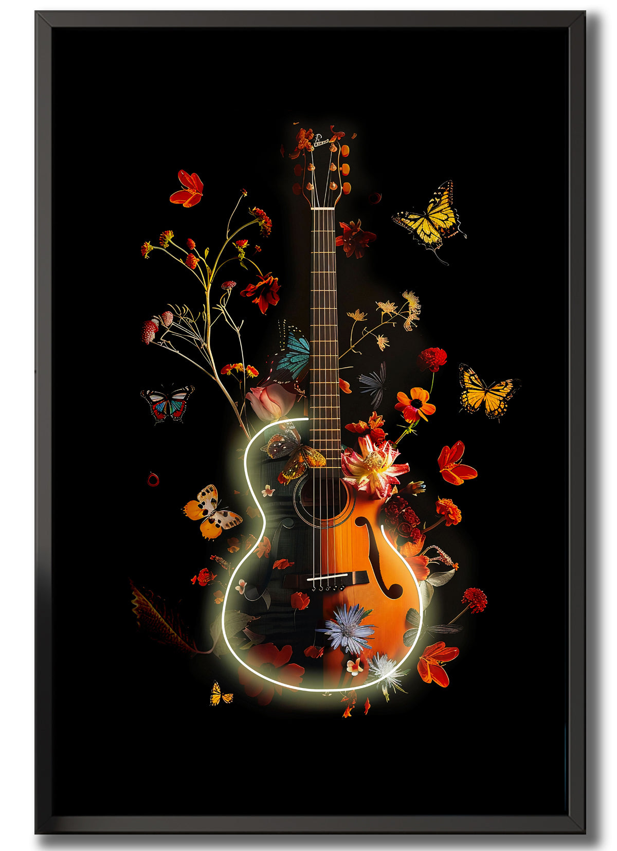 Wall Artwork Rising Flower Guitar with LED - DG330