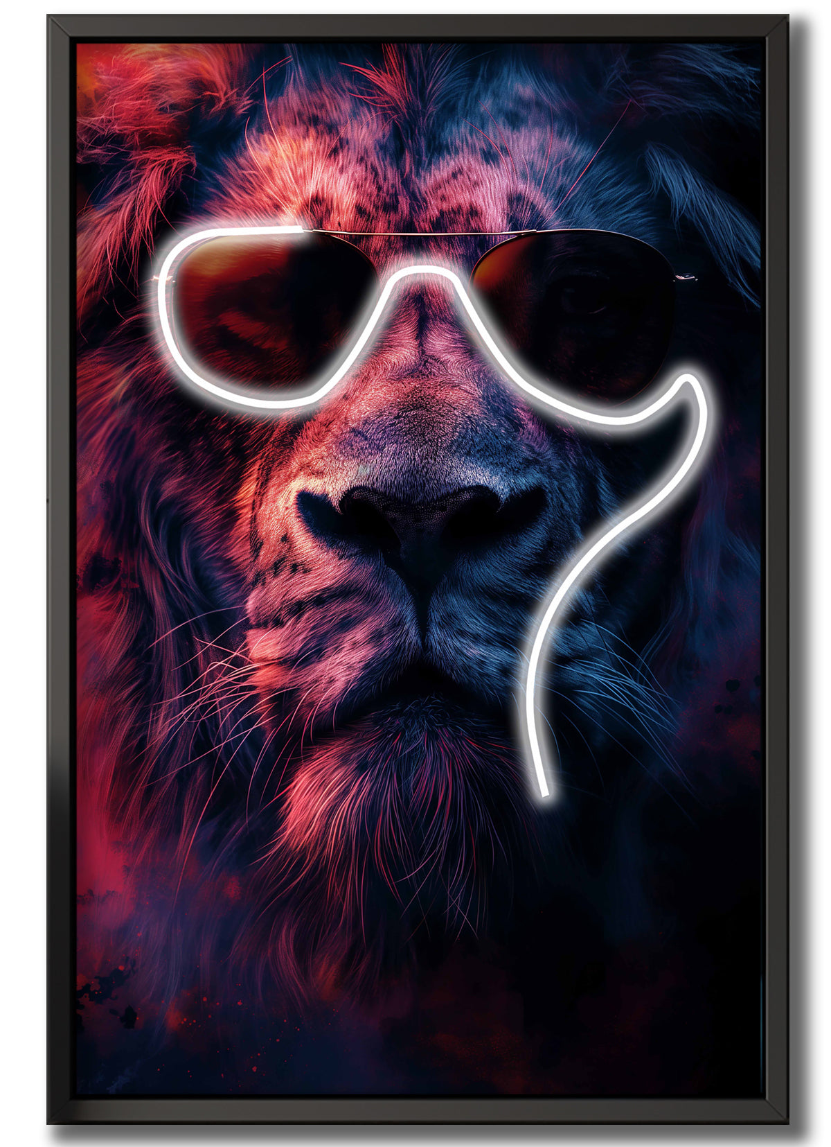 Wall Artwork Lion Sunglasses on with LED - DG262