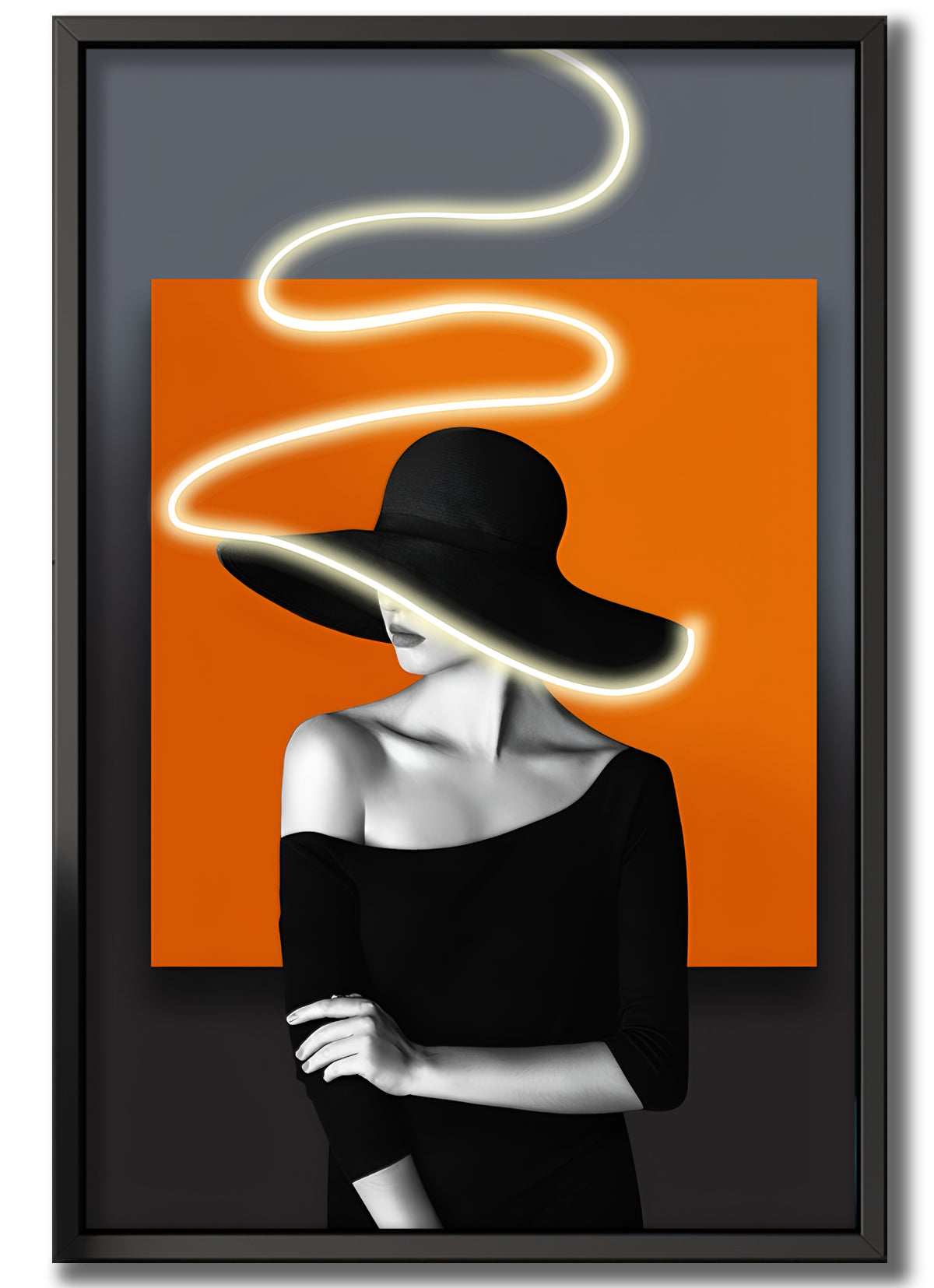 Wall Artwork Stylish Lady Black Outfit with LED - DG040 (80xx120cm)