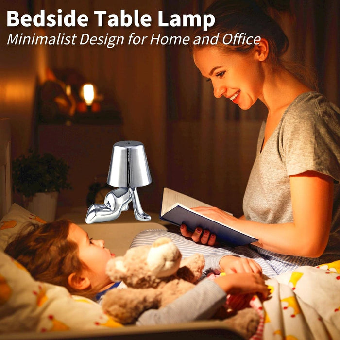 BESTY HOME Thinker Lamp Bedside Touch Table Lamp, Lamp Statue LED Bedside Restaurant Table Lamp, USB Rechargeable 3-Level Dimmer (Timothy) Besty Home