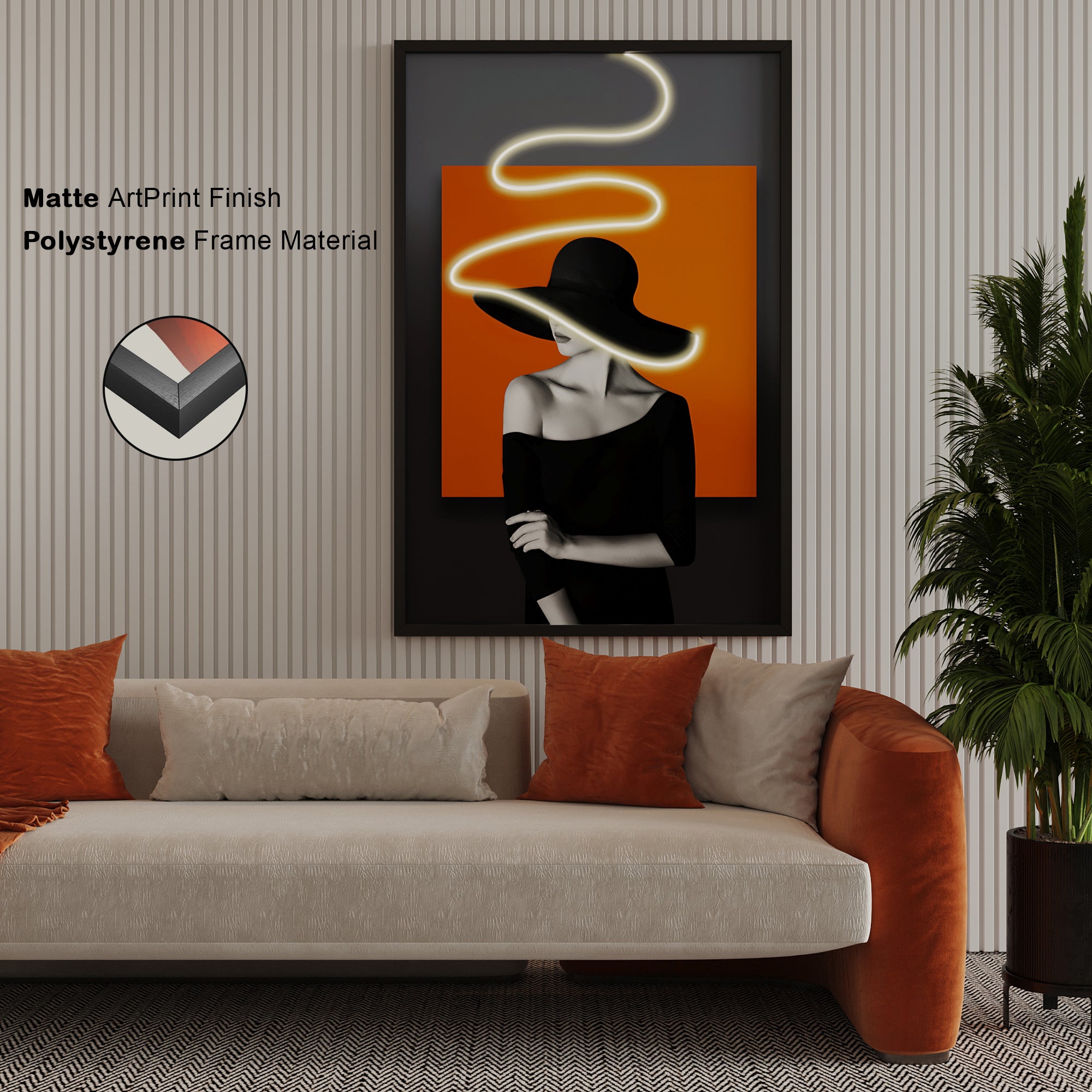 Wall Artwork Stylish Lady Black Outfit with LED - DG040 (80xx120cm)