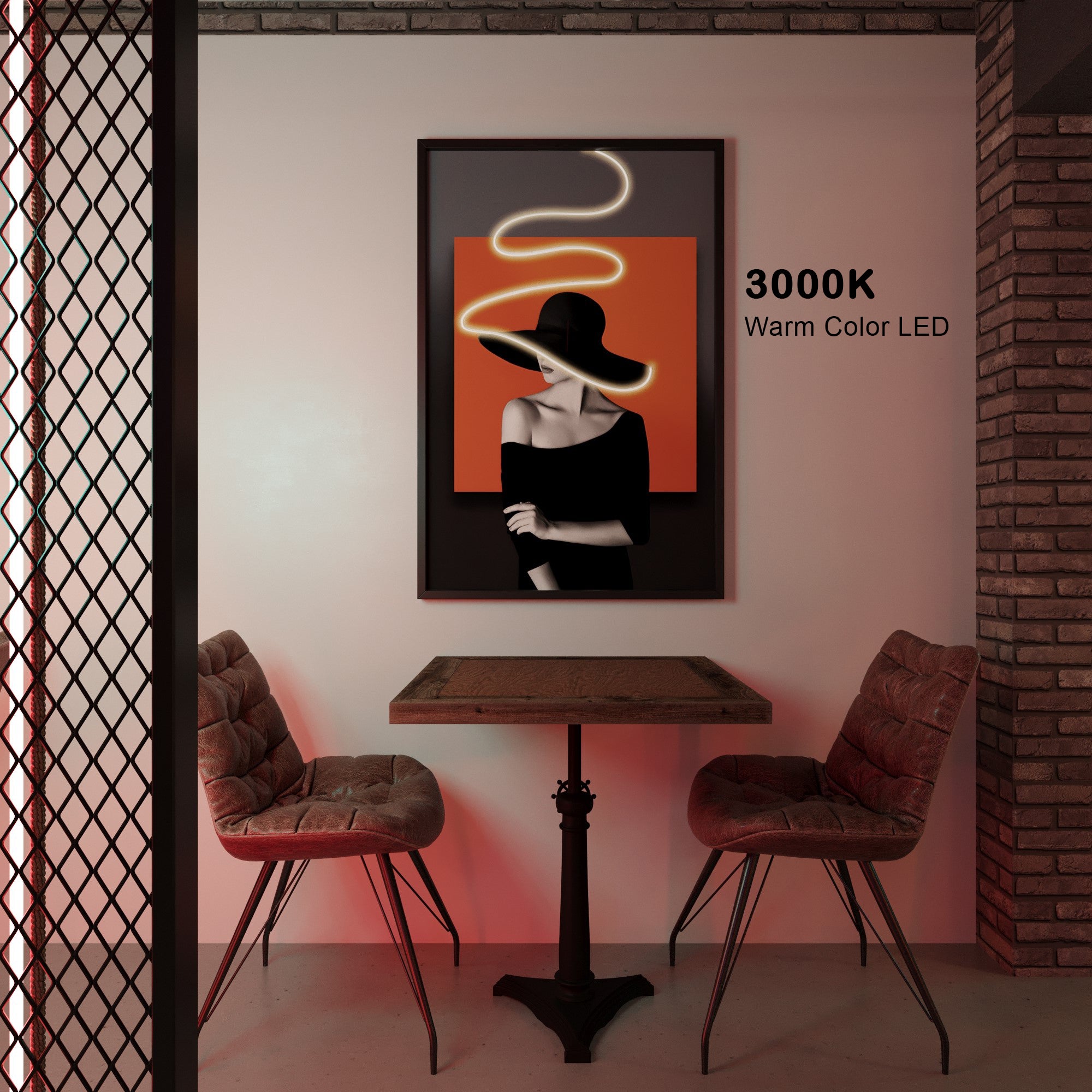 Wall Artwork Stylish Lady Black Outfit with LED - DG040 (80xx120cm)