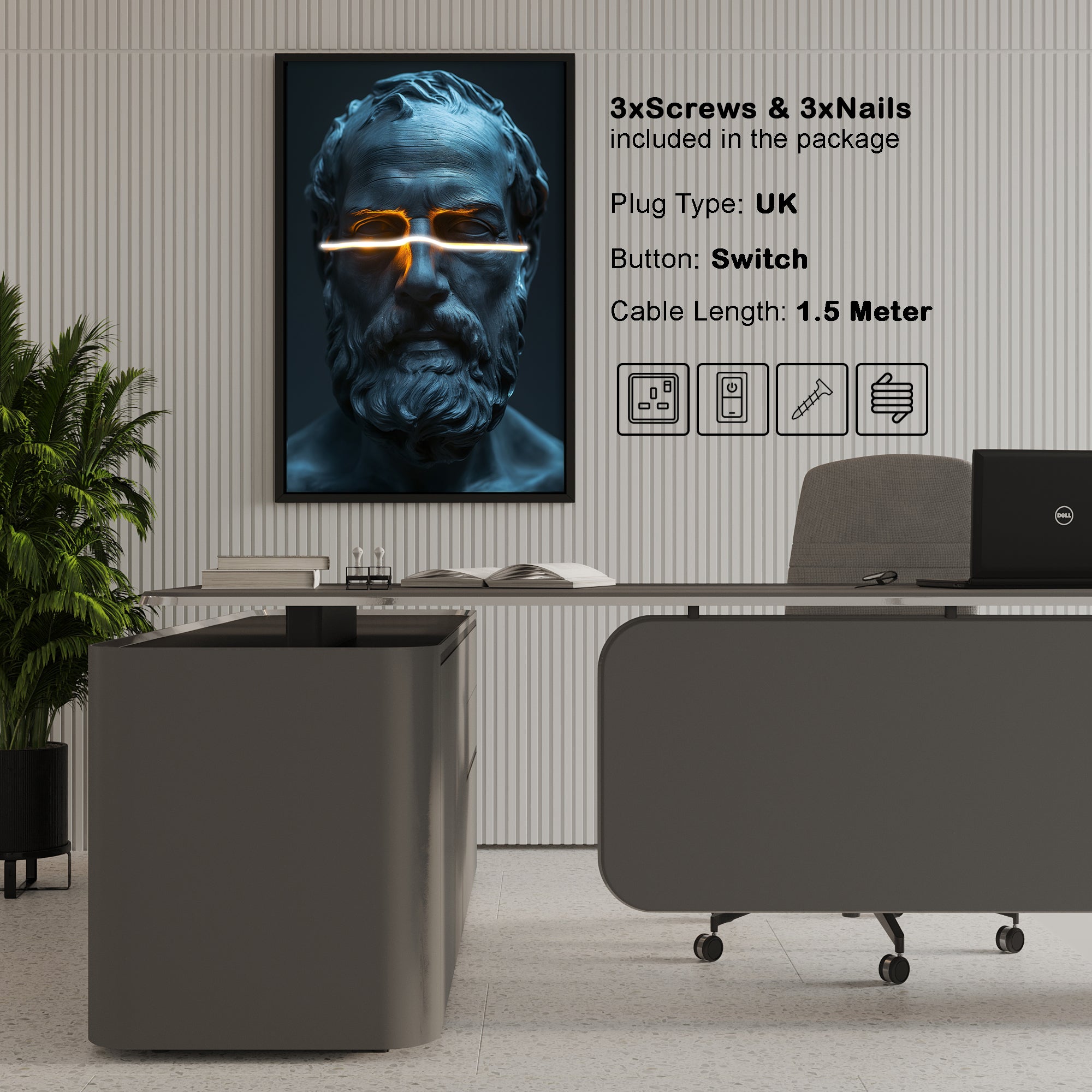 Wall Artwork Stoic Zeus with LED - DG253