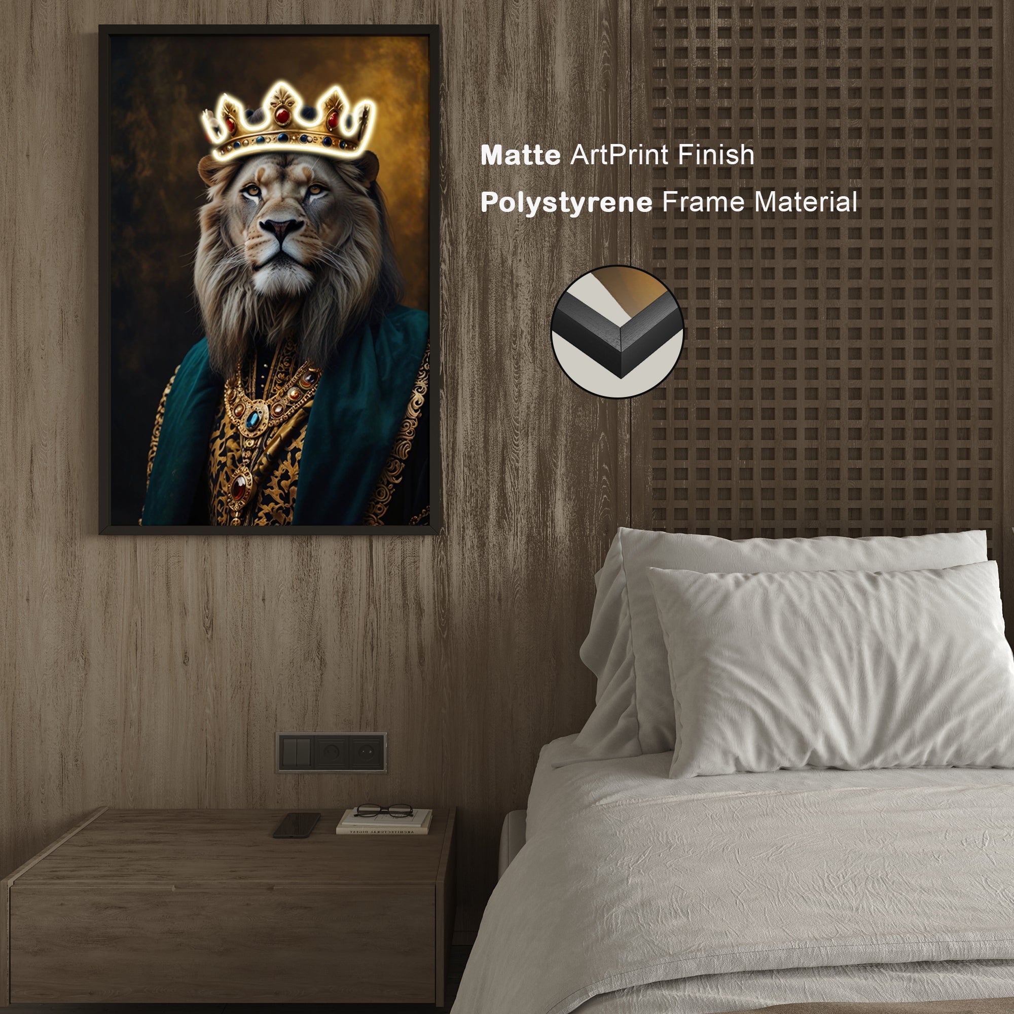 Wall Artwork Billionaire Lion King Crown On with LED – DGC022 Besty Home