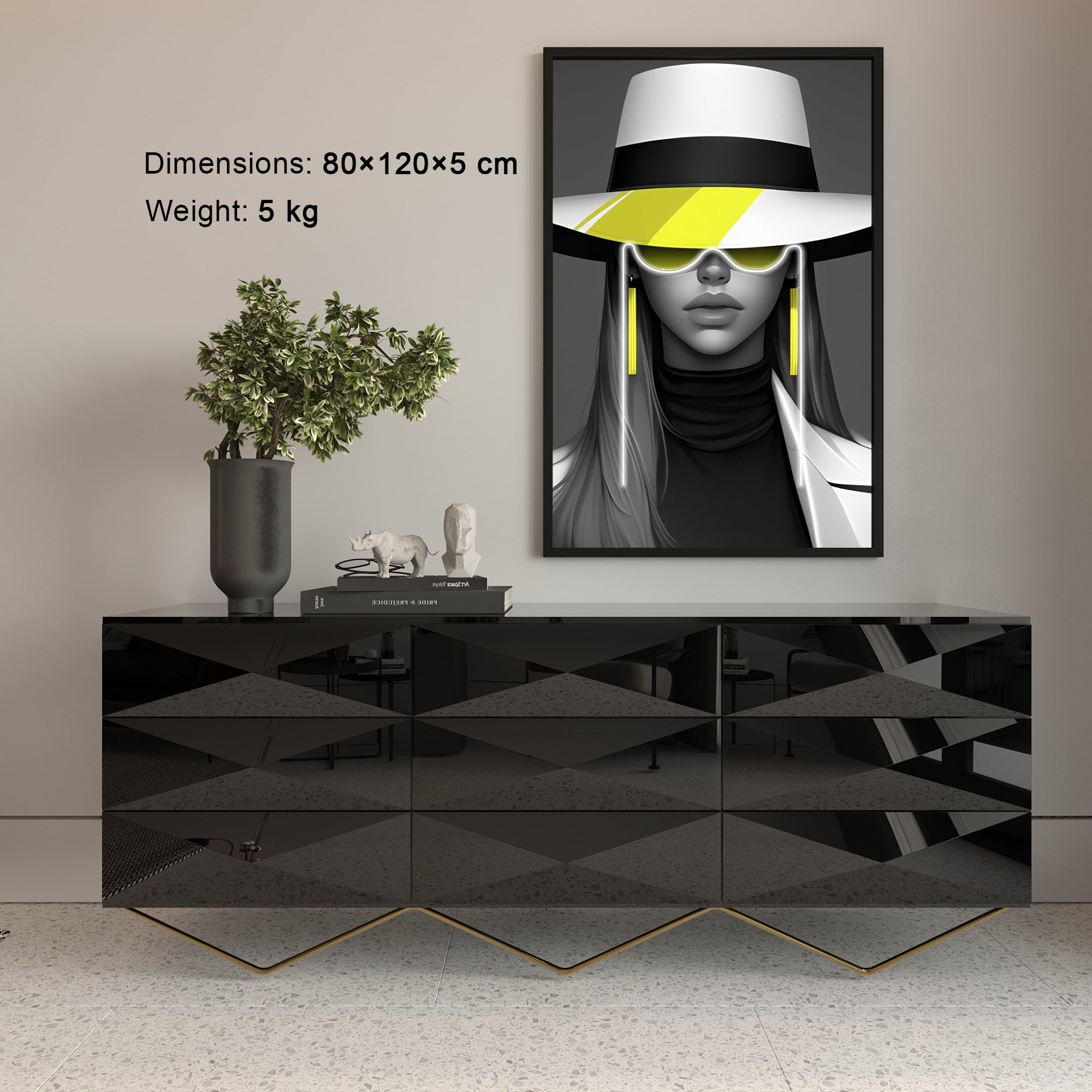 Wall Artwork Alpha Female Black and Yellow with LED - DG496