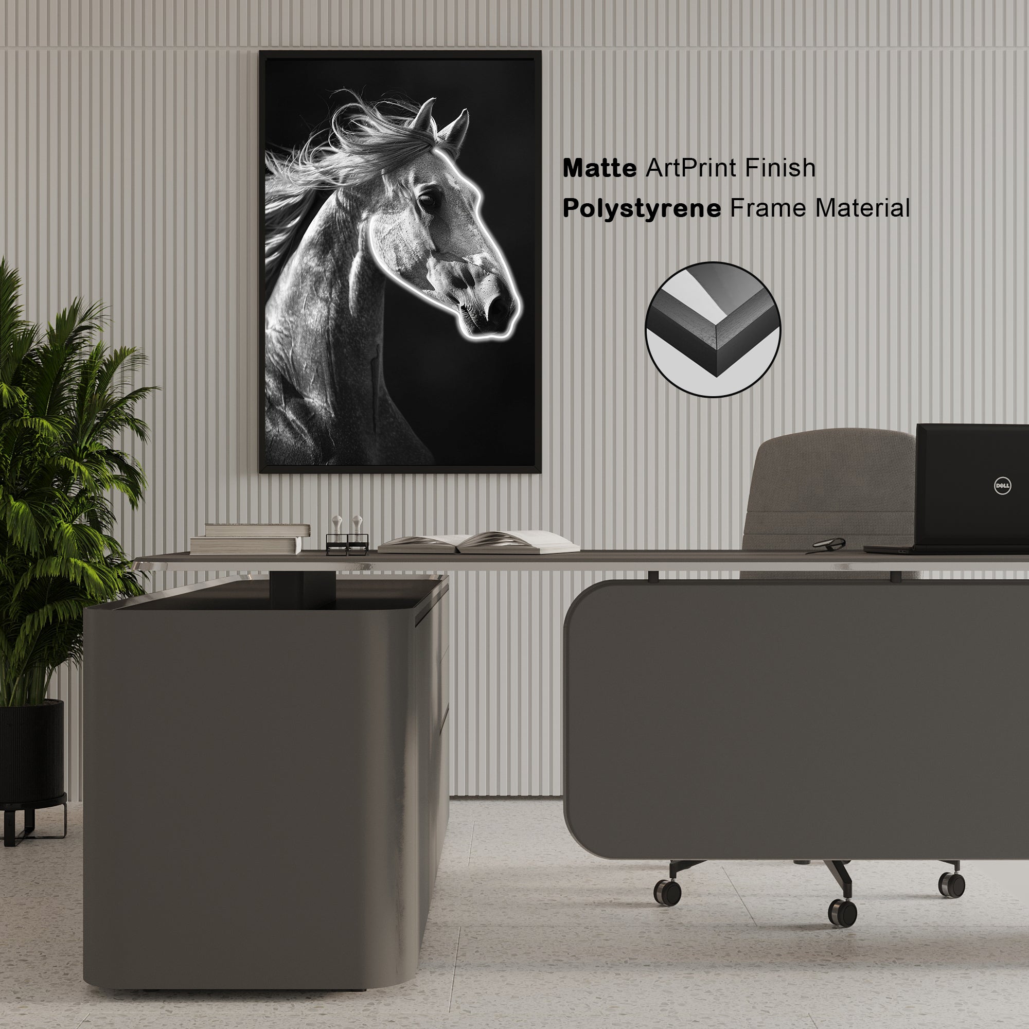 Wall Artwork White Diamond Horse with LED - DG469